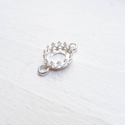 Cabochon Crown Bezel Setting Drop Link Sterling Silver 8mm