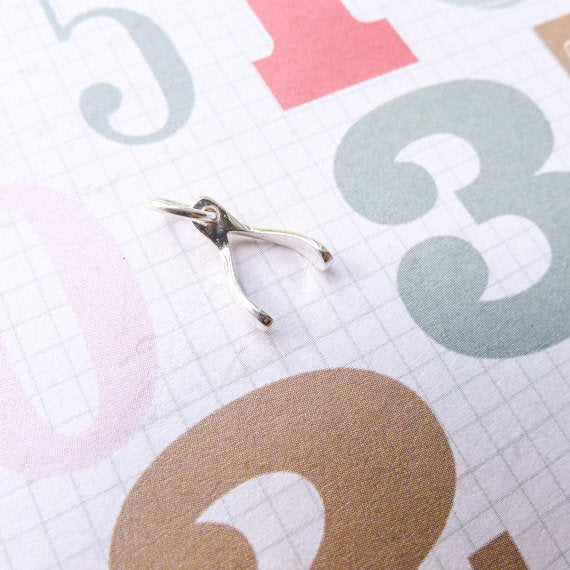 Tiny Sterling Silver Wishbone Charm