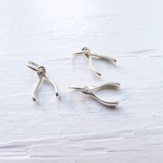 Tiny Sterling Silver Wishbone Charm