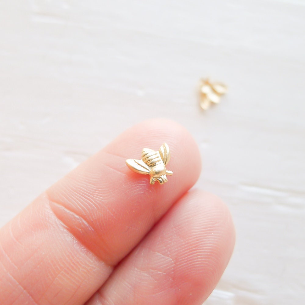 Tiny Gold Bees Soldering Accents in Gold Filled for Jewelry Making Solderable Bumble Bee