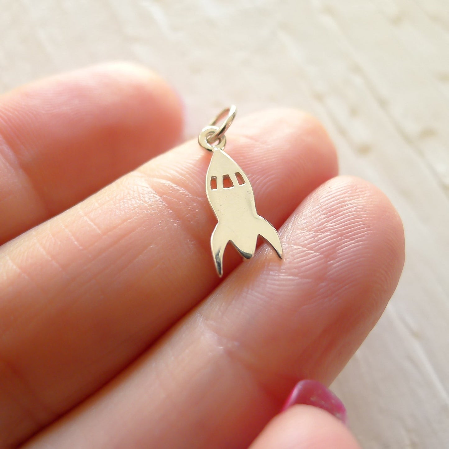 Rocket Charm Sterling Silver Pendant Ship UFO Jewelry