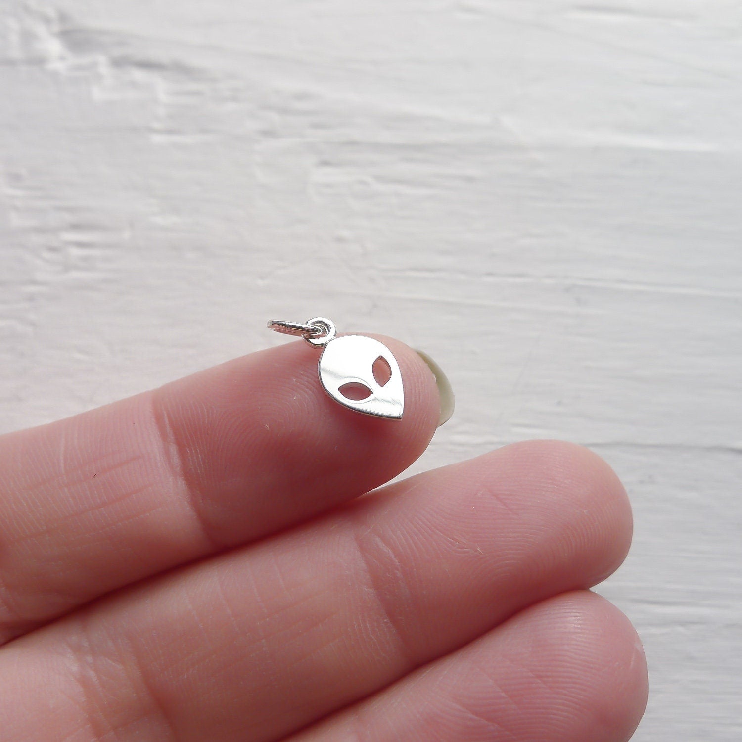Alien Charm Sterling Silver Tiny Extra Terrestrial Pendant Area 51
