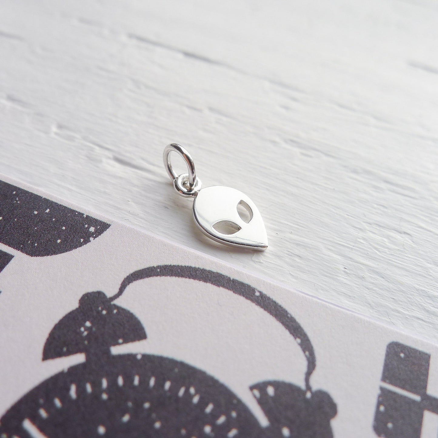 Alien Charm Sterling Silver Tiny Extra Terrestrial Pendant Area 51