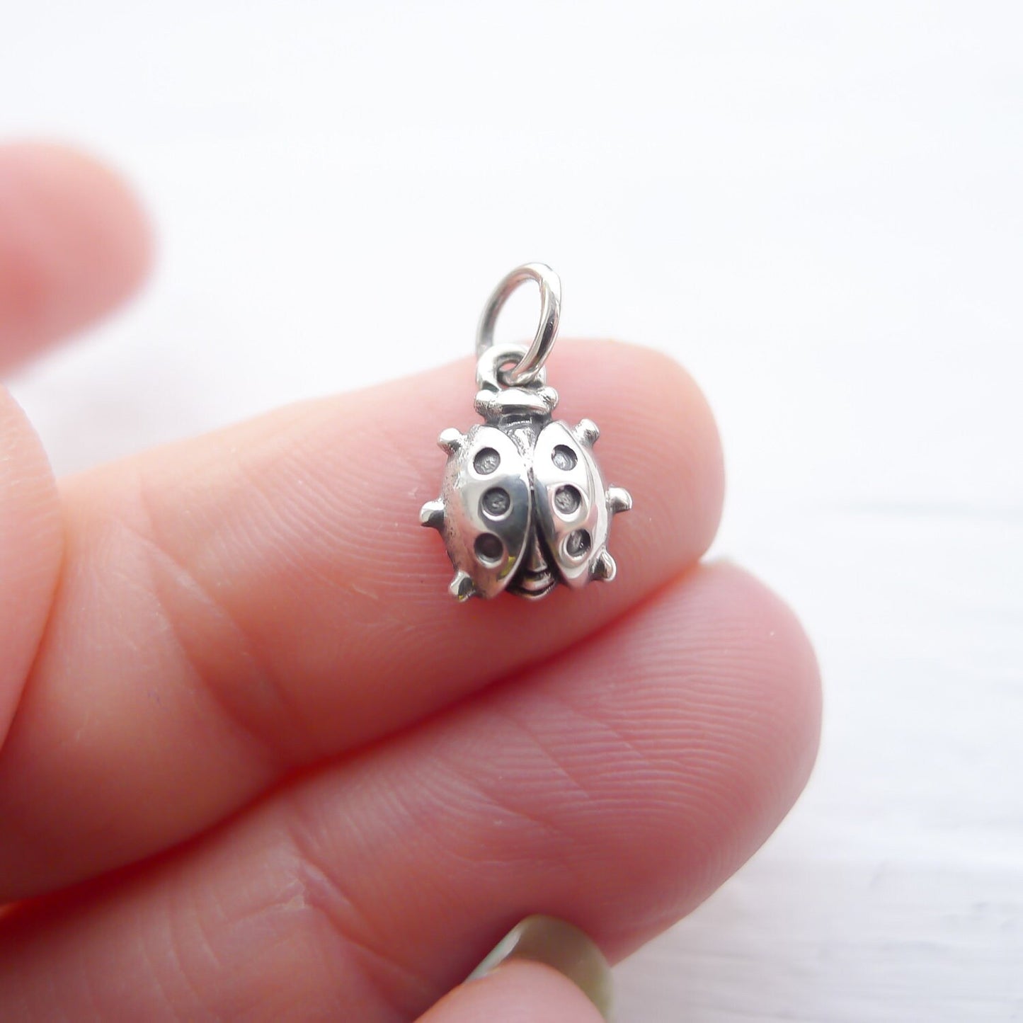 Ladybug Charm Lady Bug Pendant Sterling Silver Cute Jewelry Making Supplies