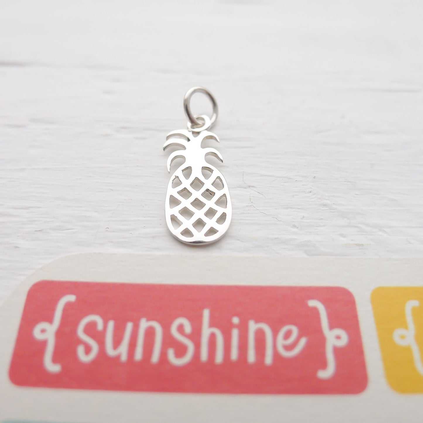 Pineapple Charm Sterling Silver Fruit Flat Pendant