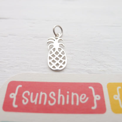 Pineapple Charm Sterling Silver Fruit Flat Pendant