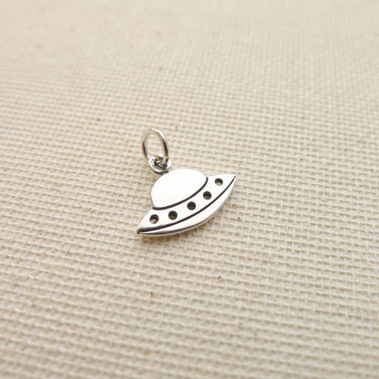 UFO Charm Flying Saucer Pendant Sterling Silver Alien