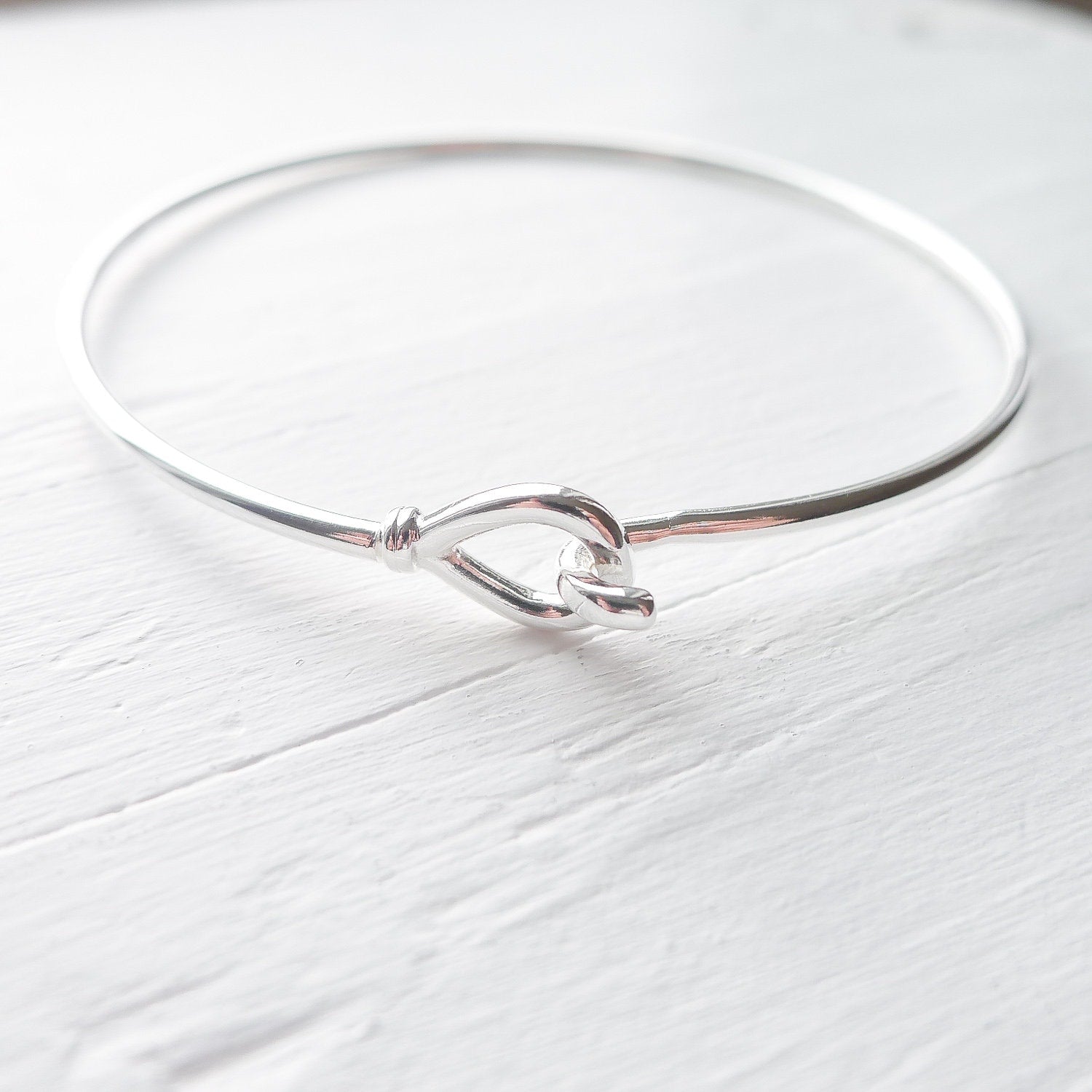 Bangle Bracelet Sterling Silver Teardrop Latch Cuff