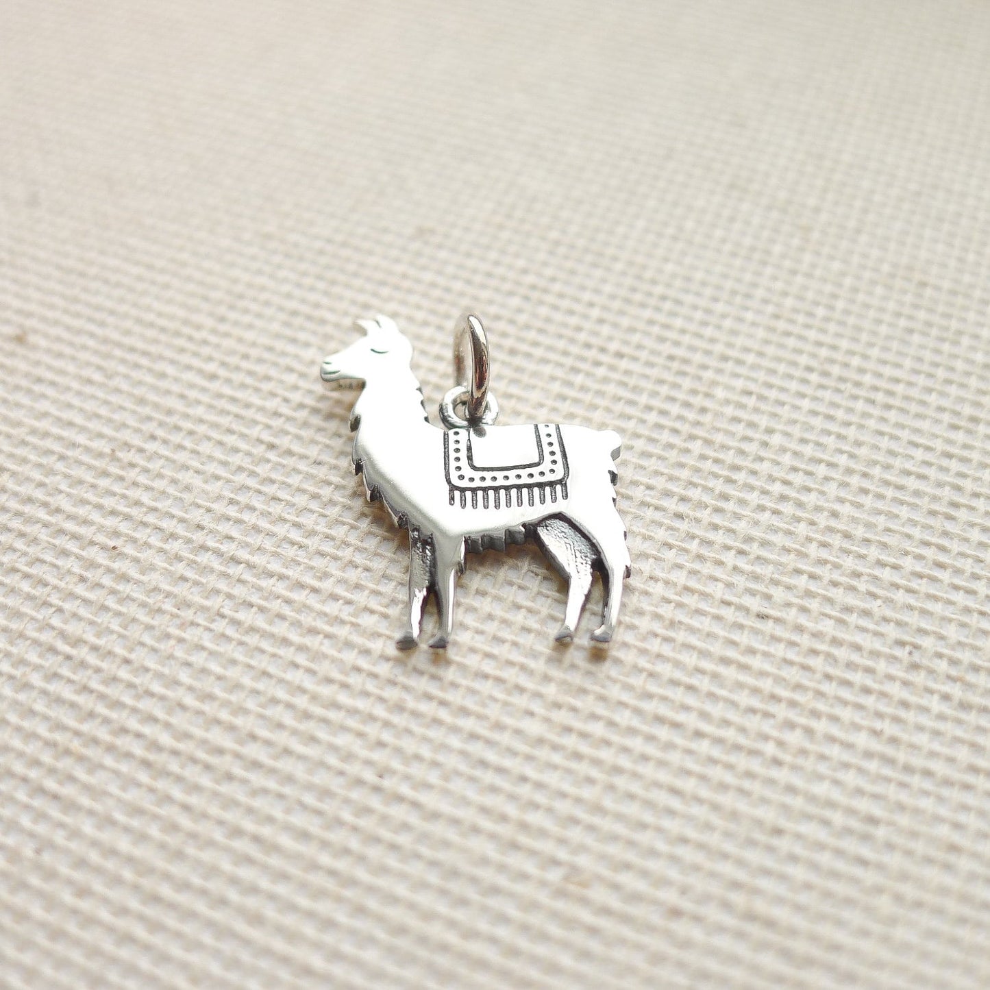 Llama Charm Sterling Silver Cute Animal Pendant
