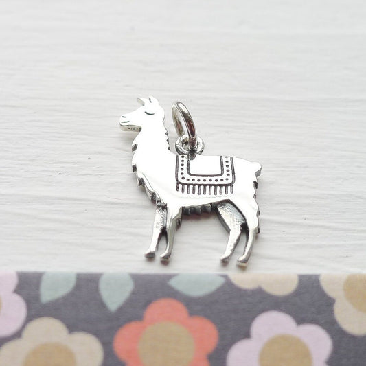 Llama Charm Sterling Silver Cute Animal Pendant