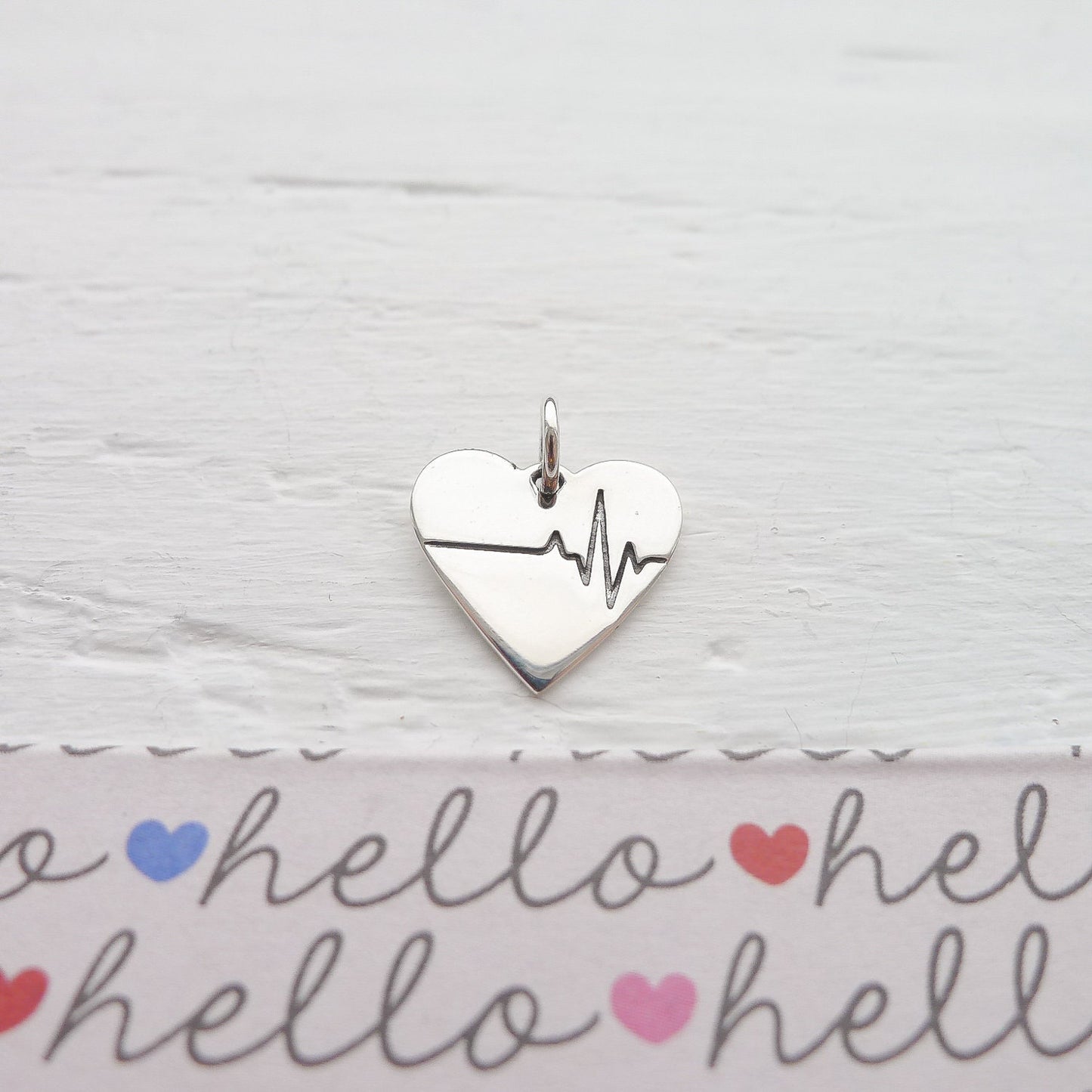 Heartbeat Charm Sterling Silver Heart Beat Pendant