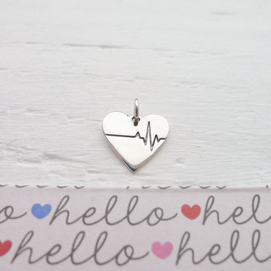 Heartbeat Charm Sterling Silver Heart Beat Pendant