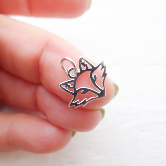 Fox Charm Sterling Silver Woodland Animal Pendant Outline Cute