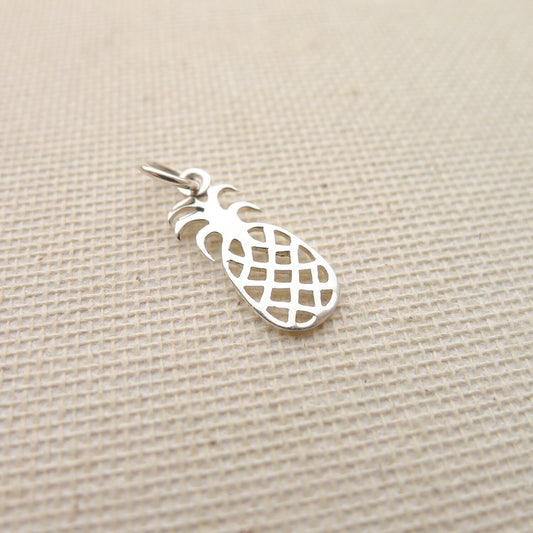 Pineapple Charm Sterling Silver Fruit Flat Pendant