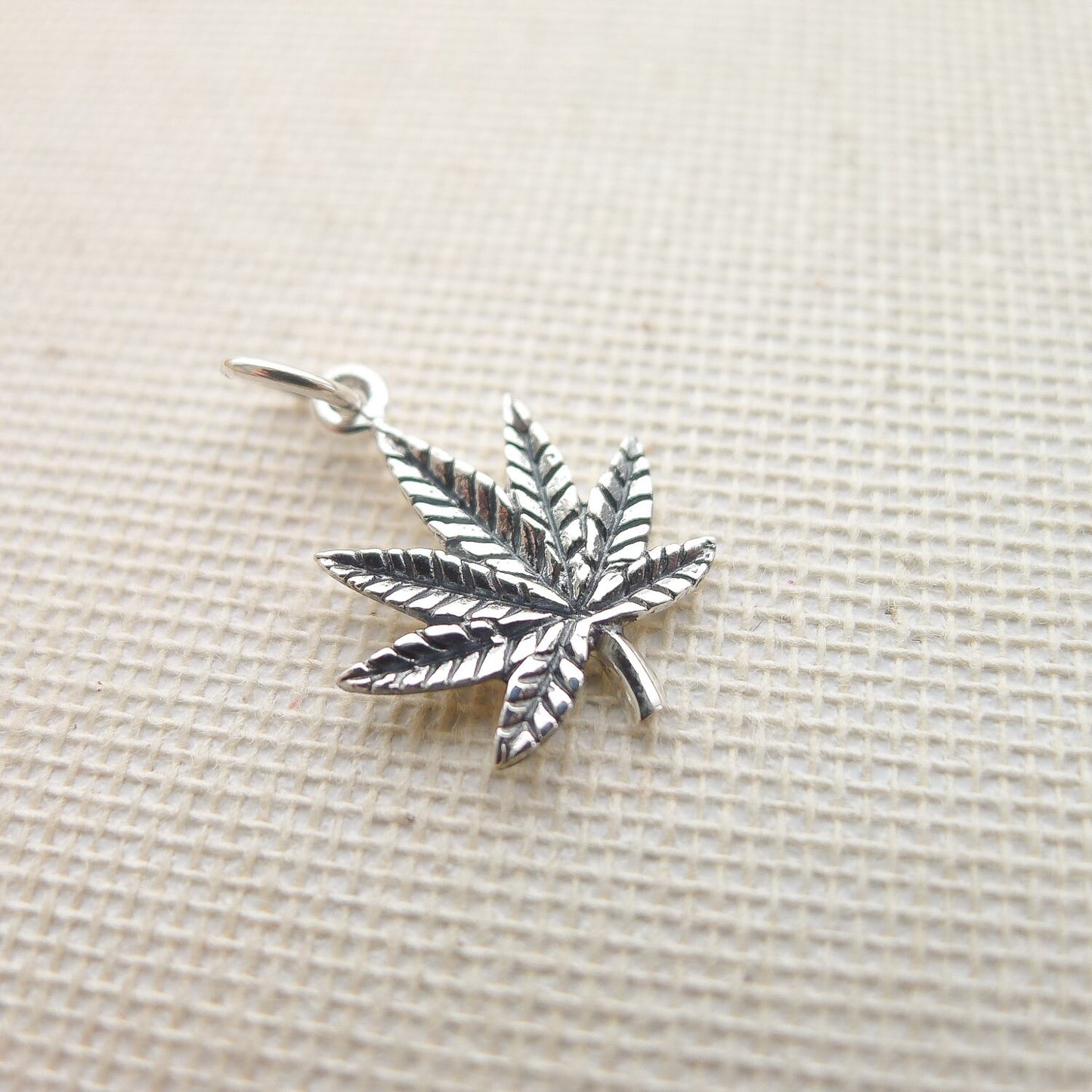 Pot Leaf Charm Sterling Silver Marijuana Pendant