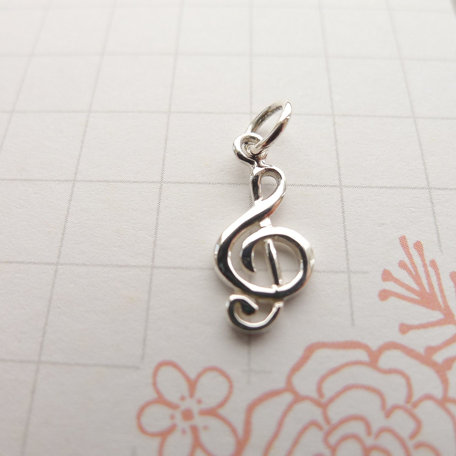 Treble Clef Charm Sterling Silver Musican Pendant