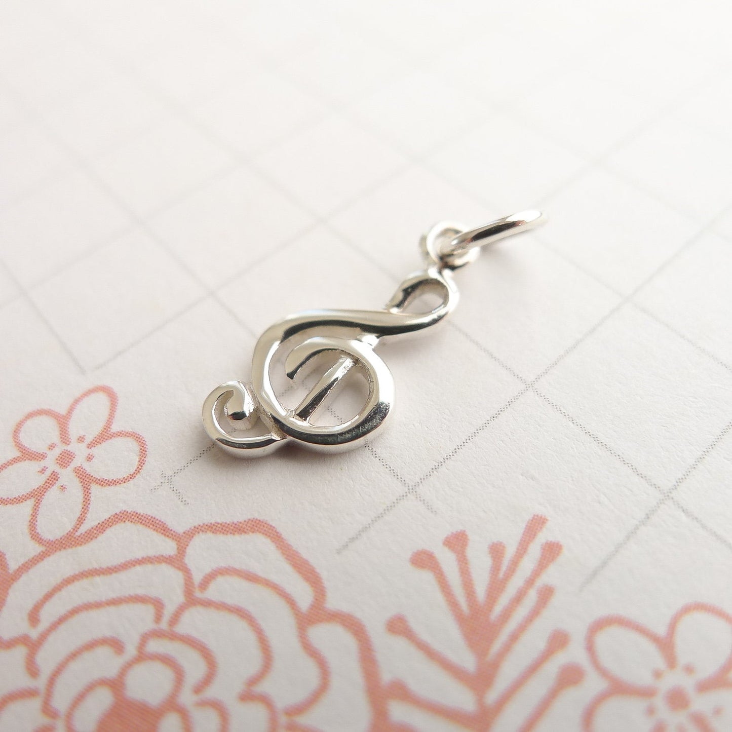 Treble Clef Charm Sterling Silver Musican Pendant