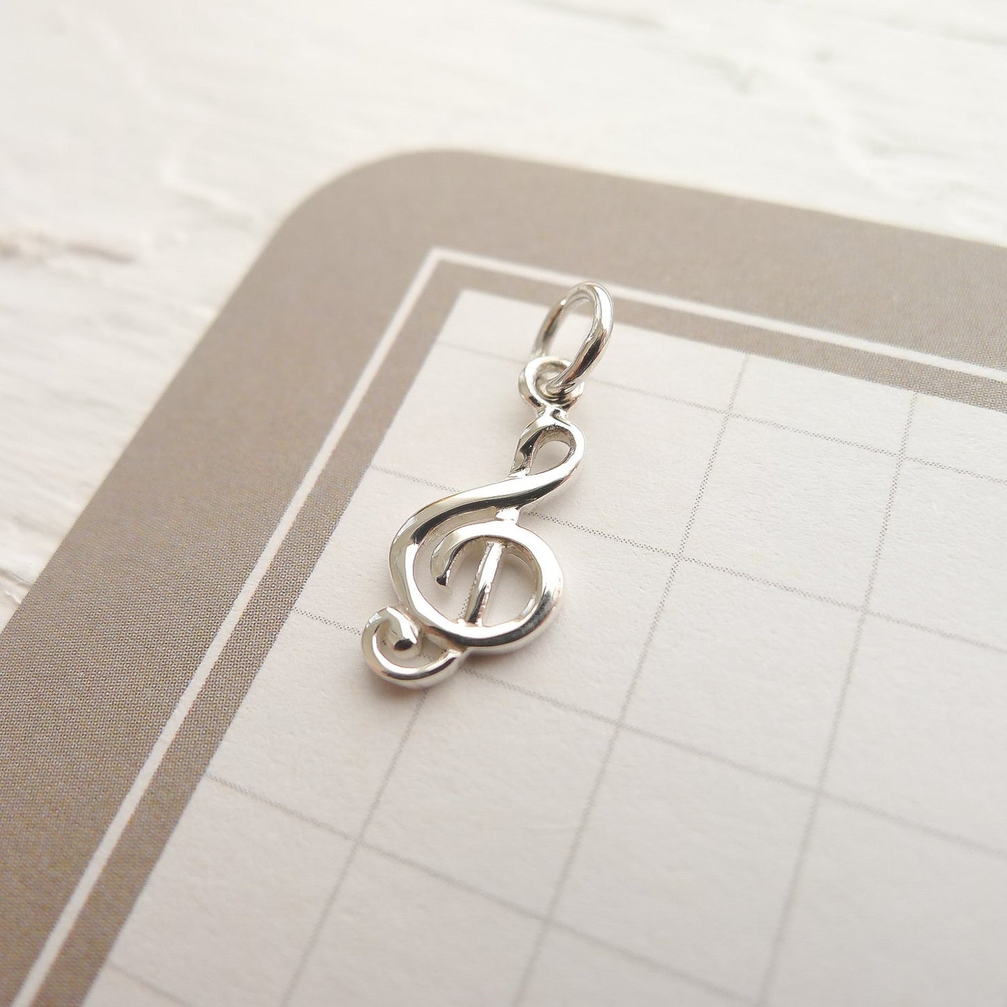 Treble Clef Charm Sterling Silver Musican Pendant