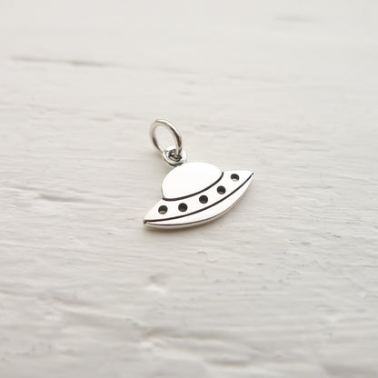 UFO Charm Flying Saucer Pendant Sterling Silver Alien