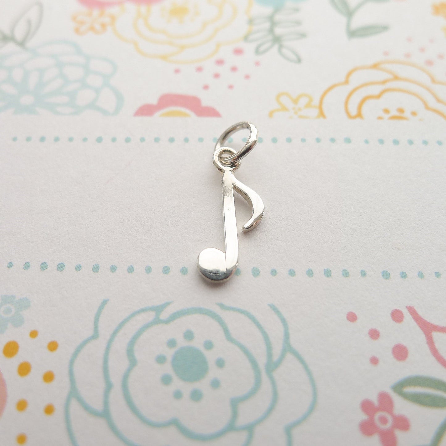 Musical Note Charm Music Pendant Sterling Silver Musician Jewelry