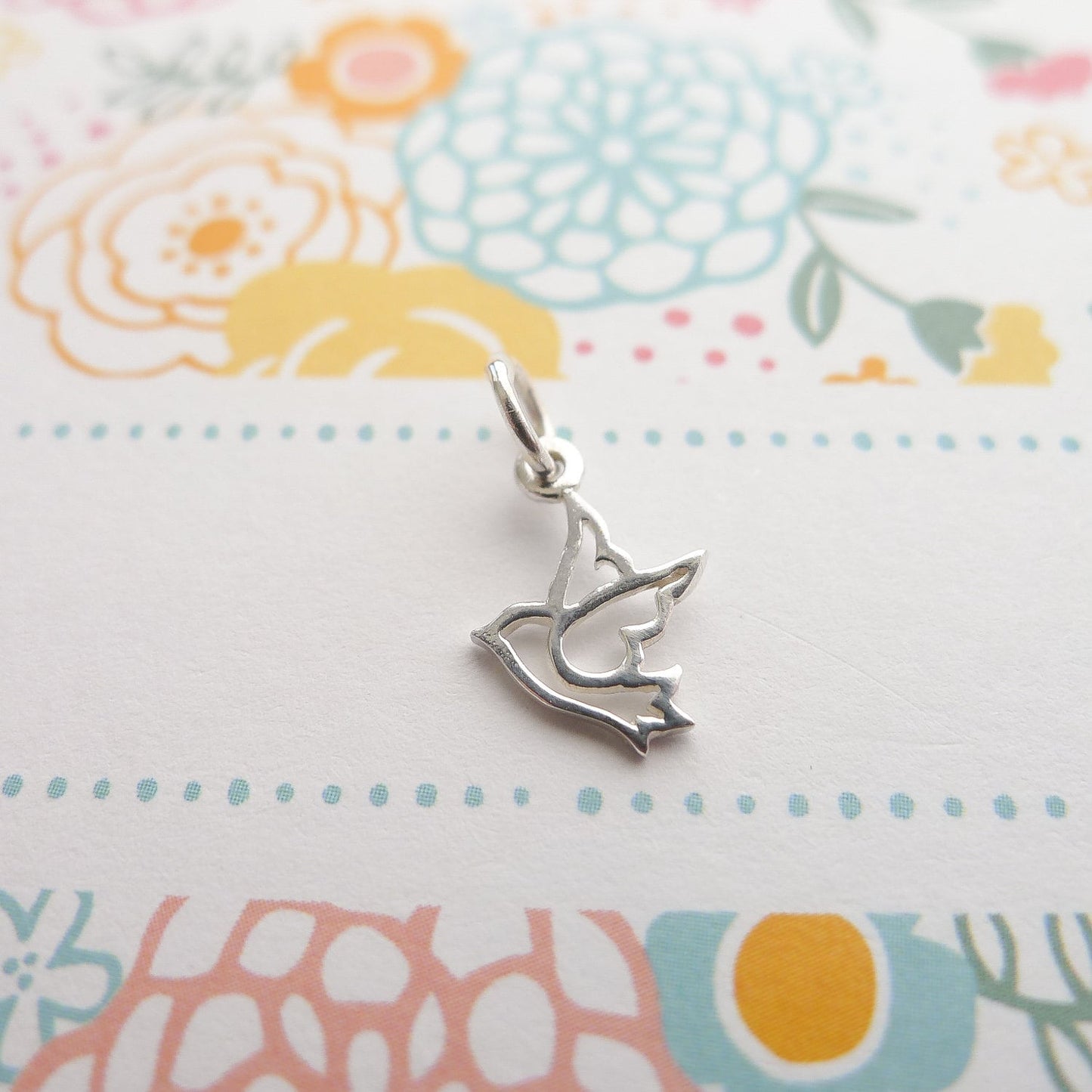 Dove Charm Sterling Silver Tiny Bird Pendant Peace Jewelry
