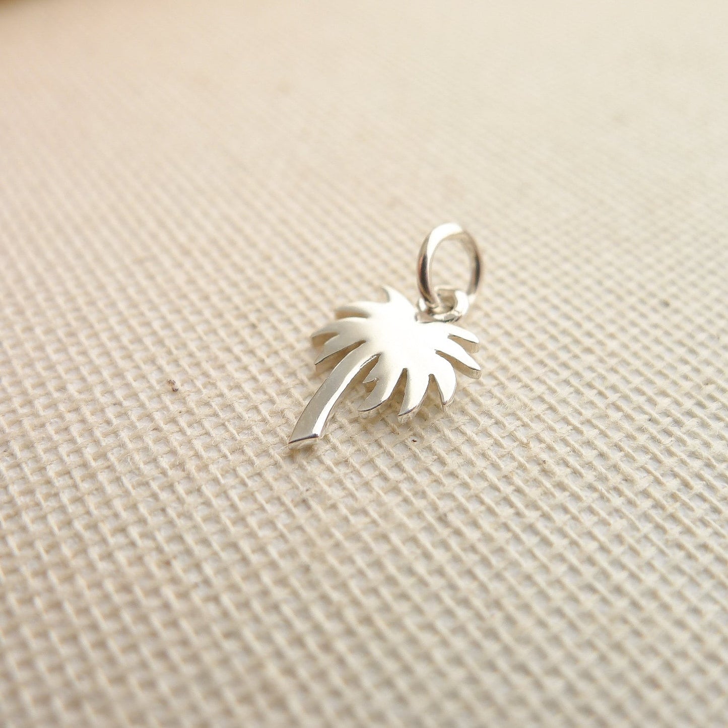 Palm Tree Charm Tropical Vacation Sterling Silver Pendant