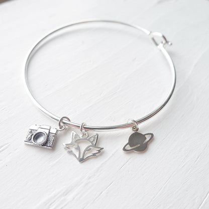 Bangle Bracelet Sterling Silver Teardrop Latch Cuff
