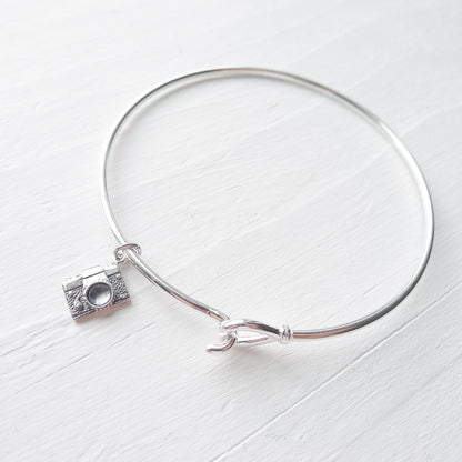 Bangle Bracelet Sterling Silver Teardrop Latch Cuff