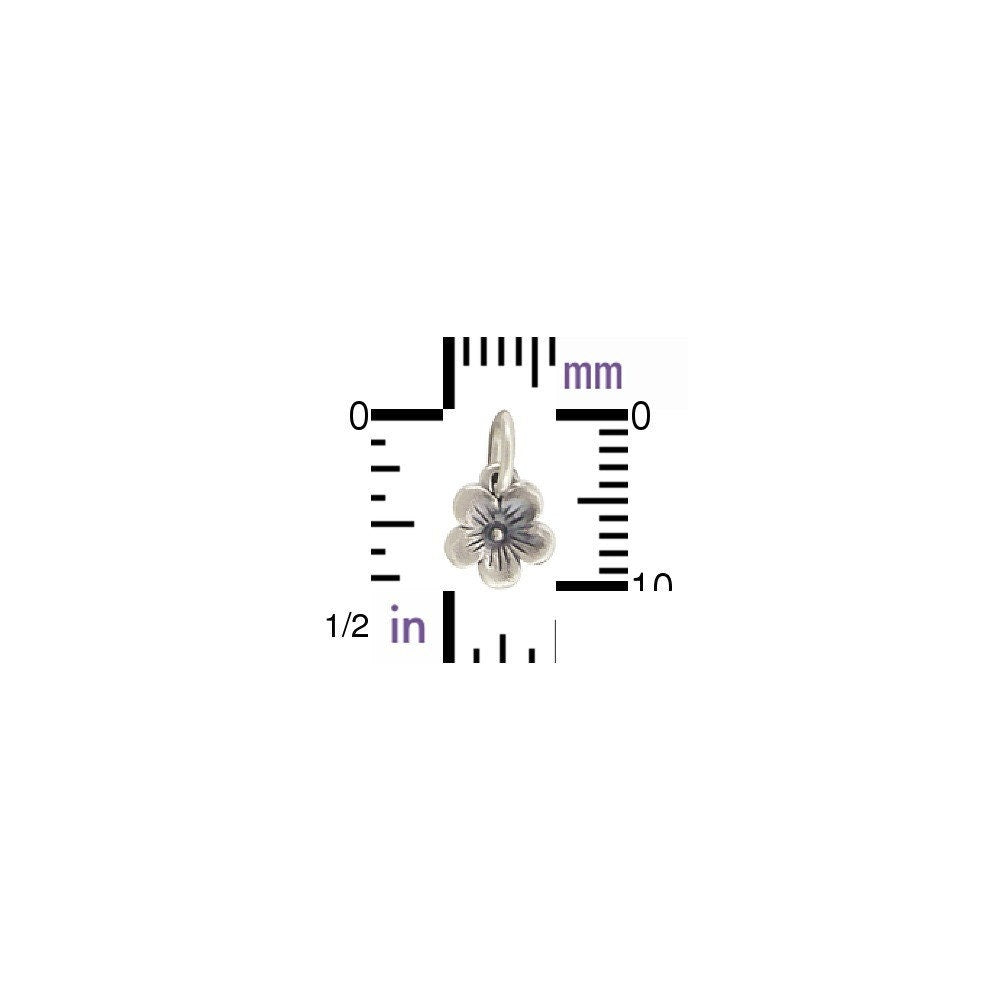 Cherry Blossom Charm Sterling Silver Small Flower Dangle Pendant Petite Tiny Sakura