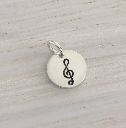 Treble Clef Charms Sterling Silver Discs for Music Lover