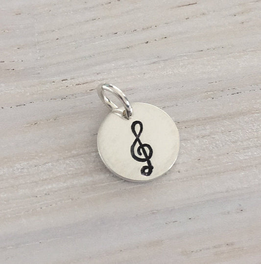 Treble Clef Charms Sterling Silver Discs for Music Lover