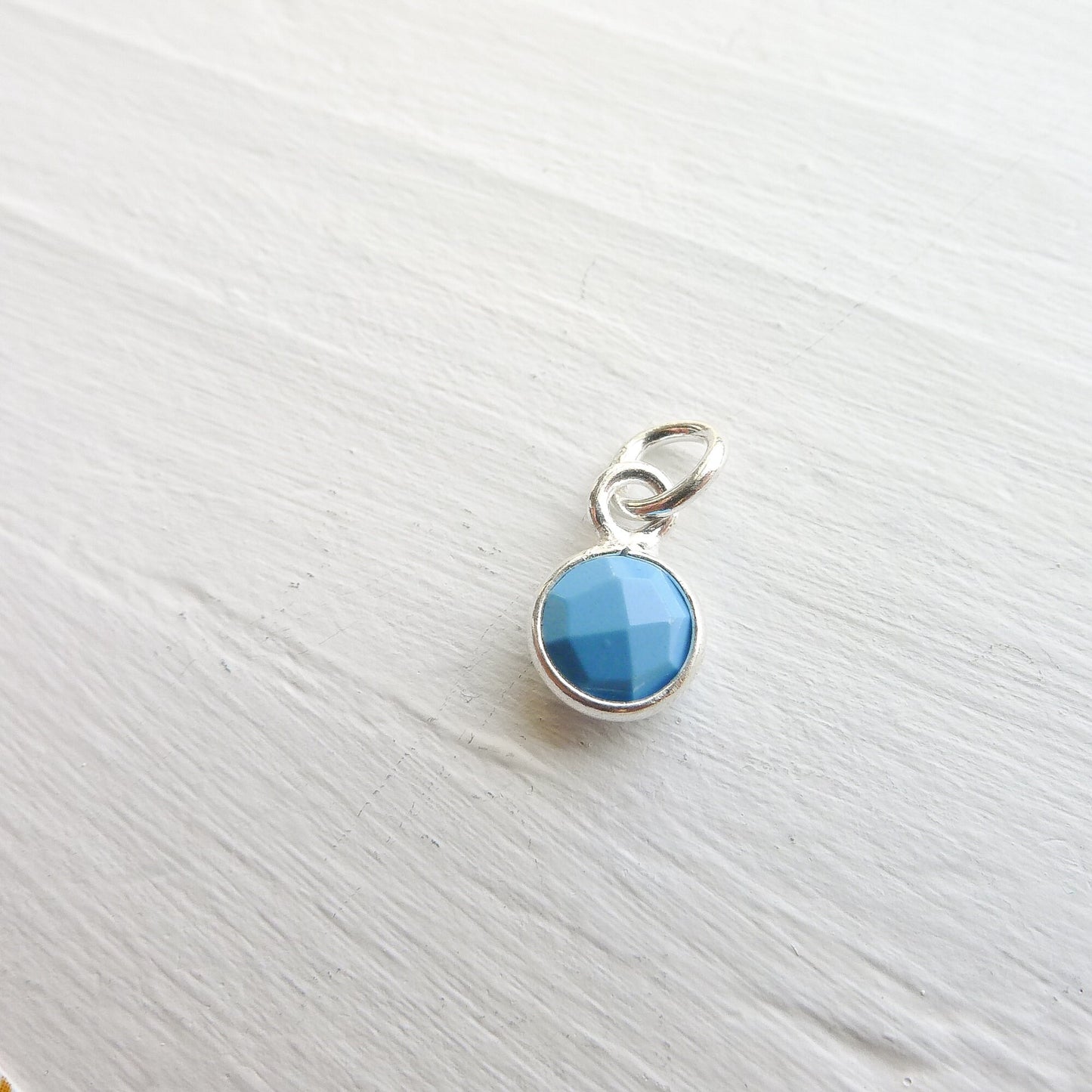 Turquoise Charm December Birthstone 6mm Gemstone Pendant with Sterling Silver Bezel