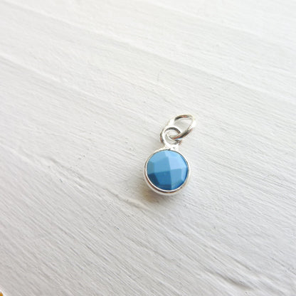 Turquoise Charm December Birthstone 6mm Gemstone Pendant with Sterling Silver Bezel
