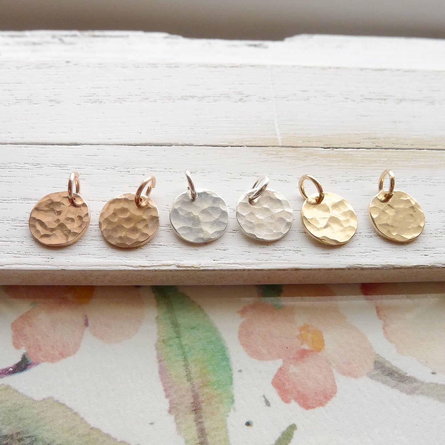 Hammered Disc Charms Circle Pendants