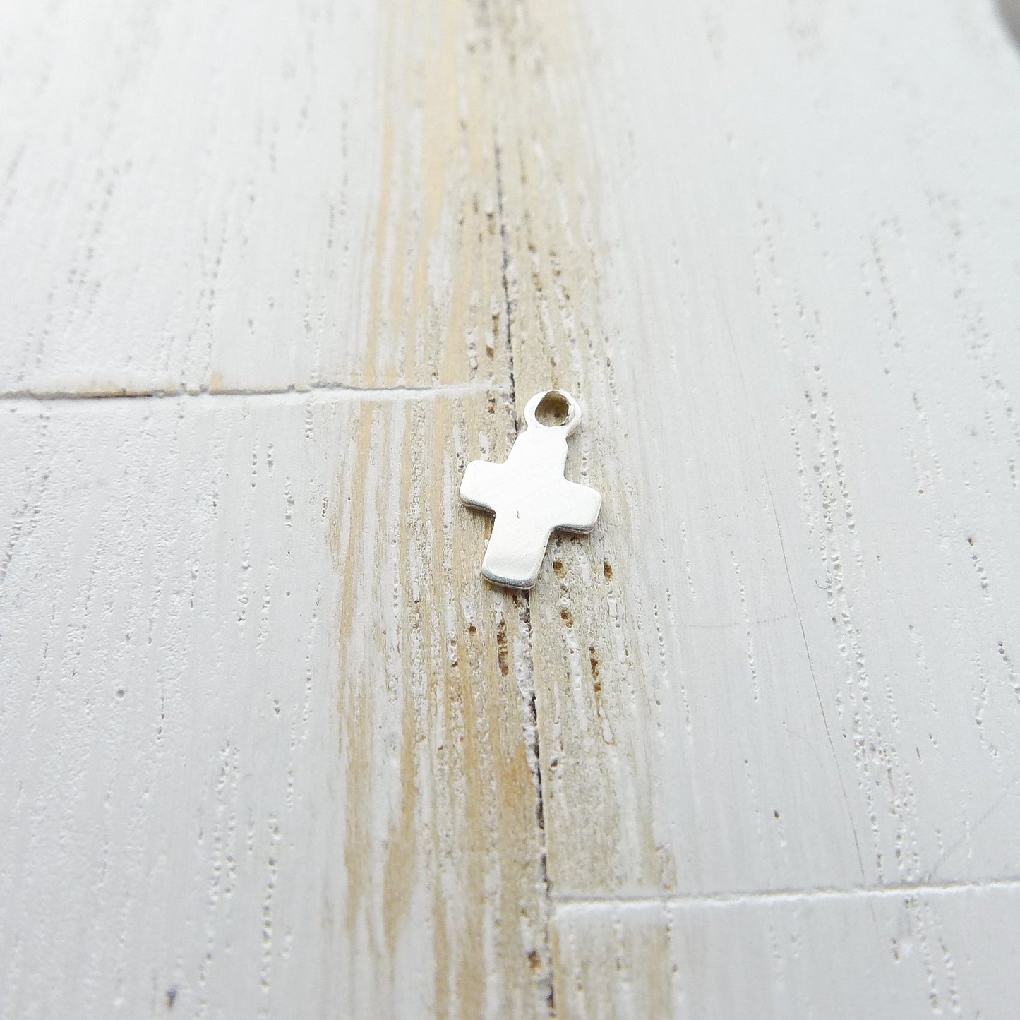 Tiny Cross Charm Sterling Silver Barely There