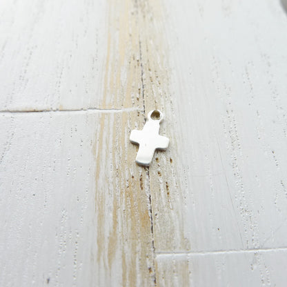 Tiny Cross Charm Sterling Silver Barely There