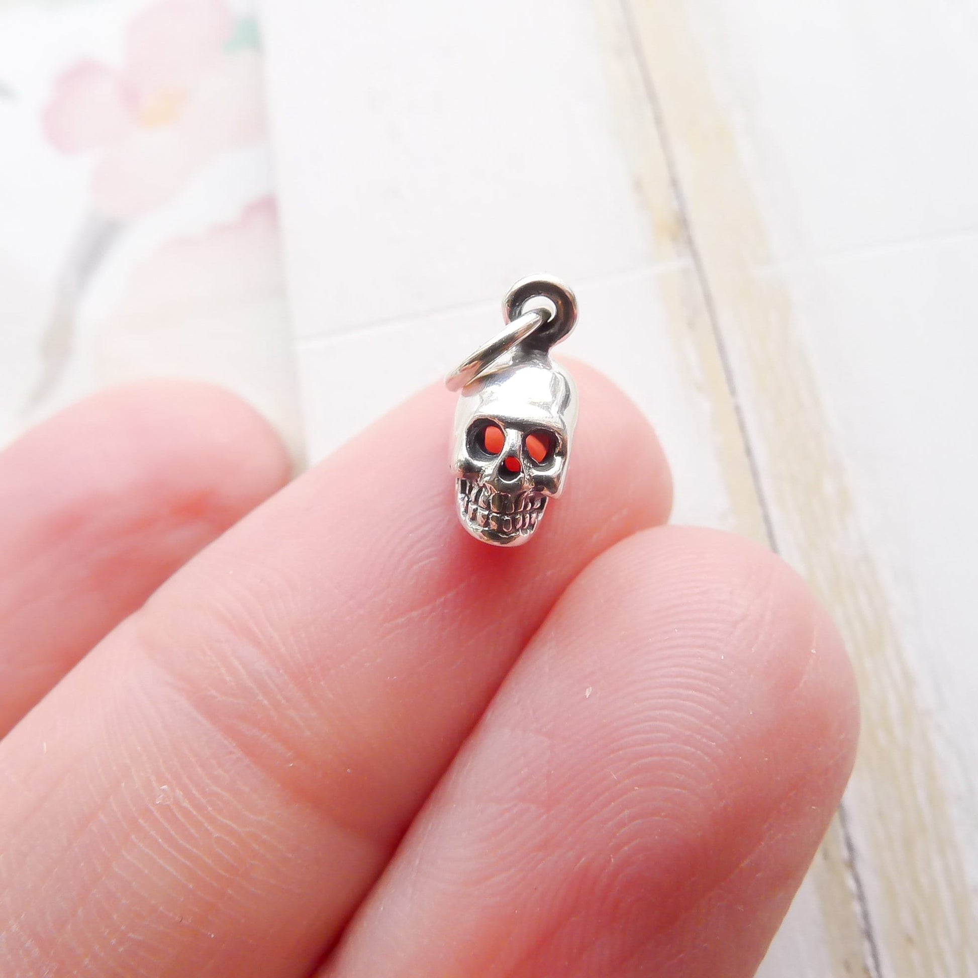 Skull Charm Sterling Silver Bones Small Pendant Magic Jewelry Making DIY