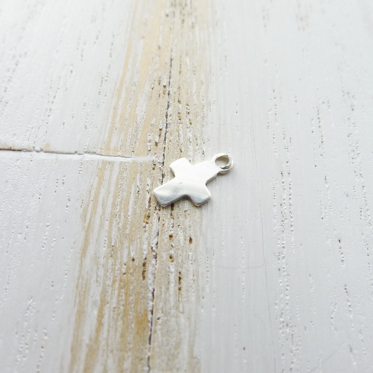 Tiny Cross Charm Sterling Silver Barely There