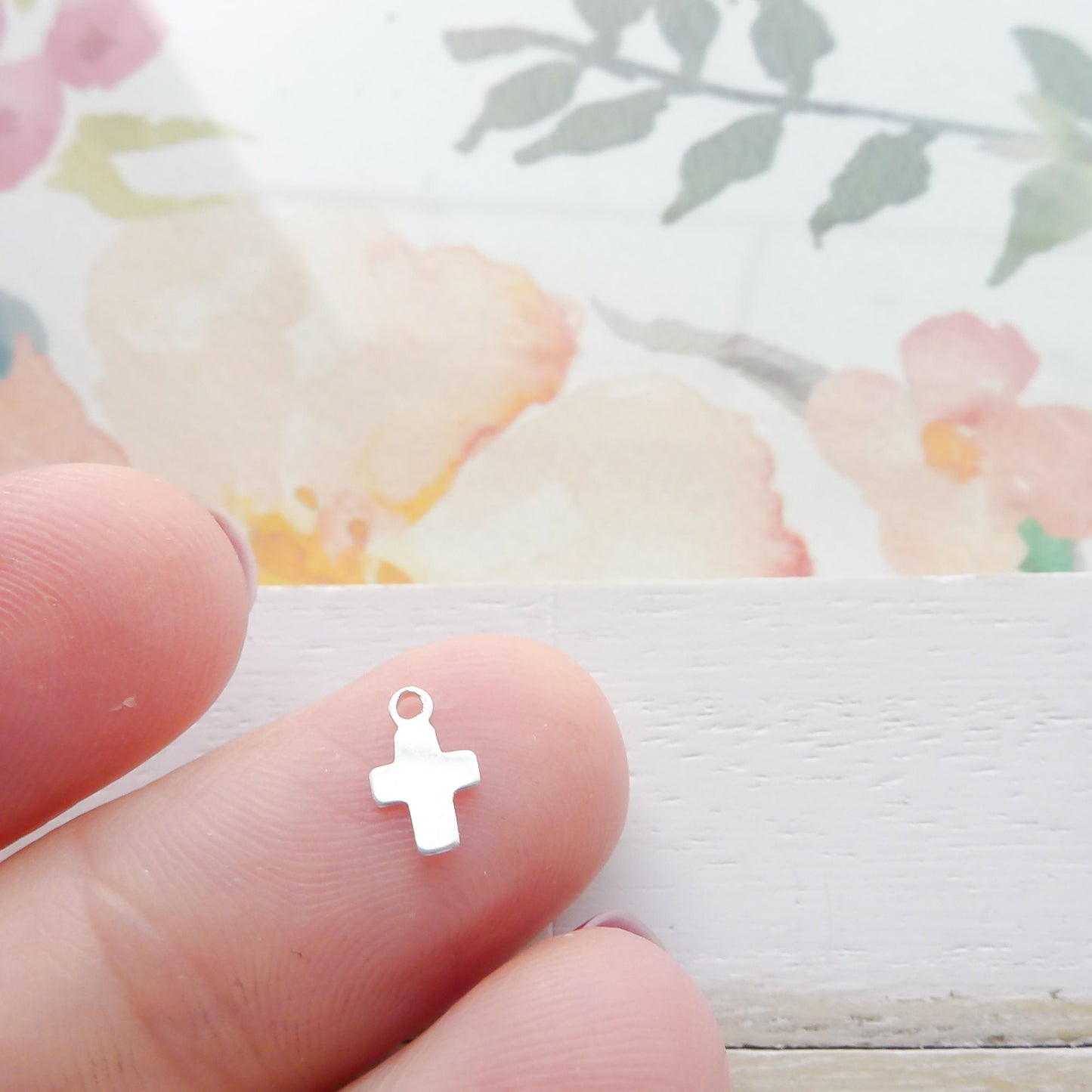 Tiny Cross Charm Sterling Silver Barely There