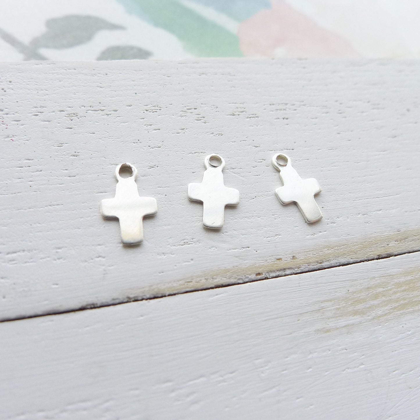 Tiny Cross Charm Sterling Silver Barely There Minimal Jewelry Making Componenets