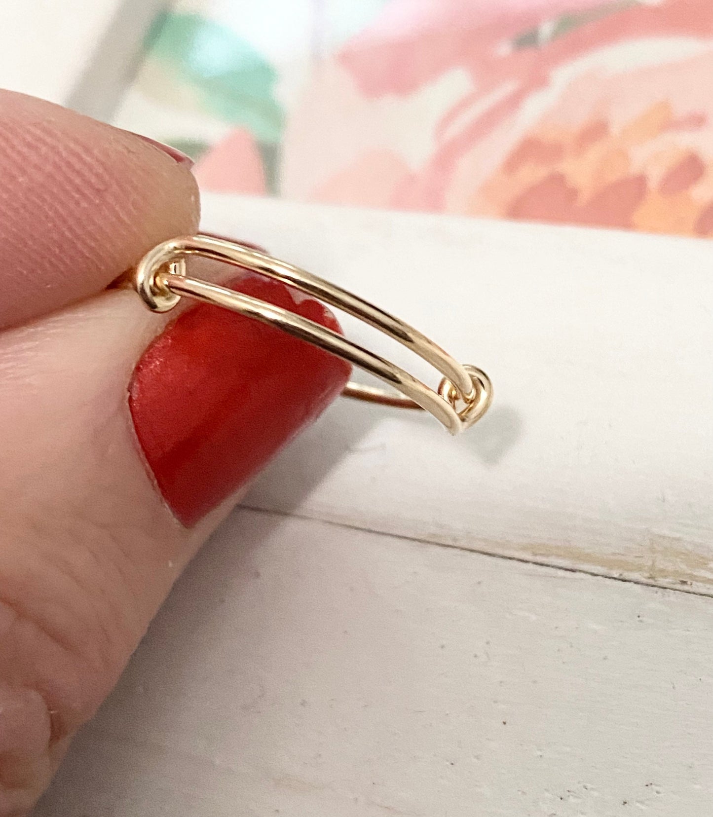 Gold Filled Ring Add a Charm Rings Expandable Adjustable Size 6 7 8 Jewelry Maker