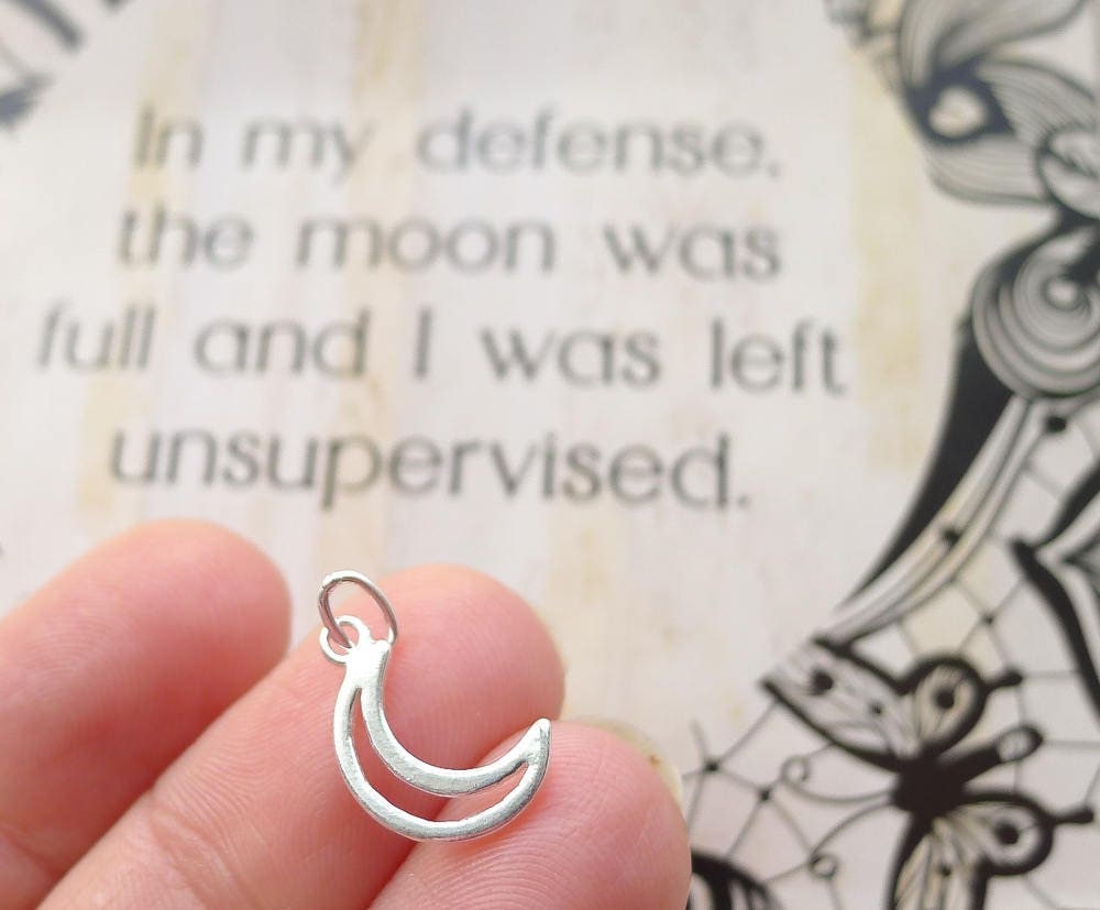 Open Moon Charm Sterling Silver Pendant Bohemian Jewelry