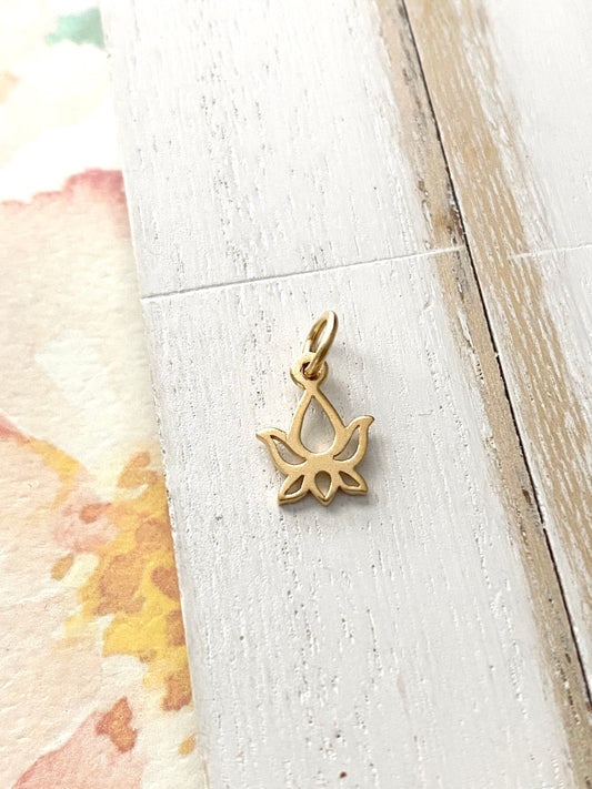 Gold Lotus Charm Flower Vermeil Pendant Spiritual Jewelry Making