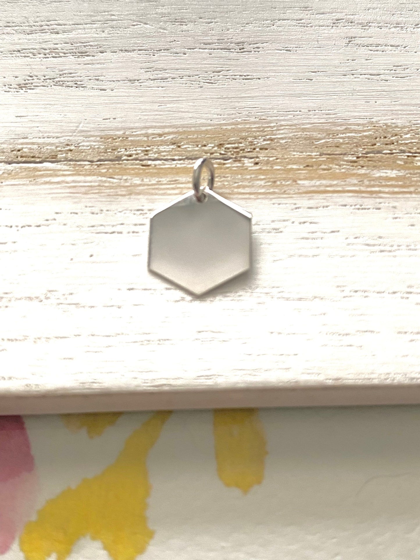 Hexagon Charm Geometric Sterling Silver Pendant