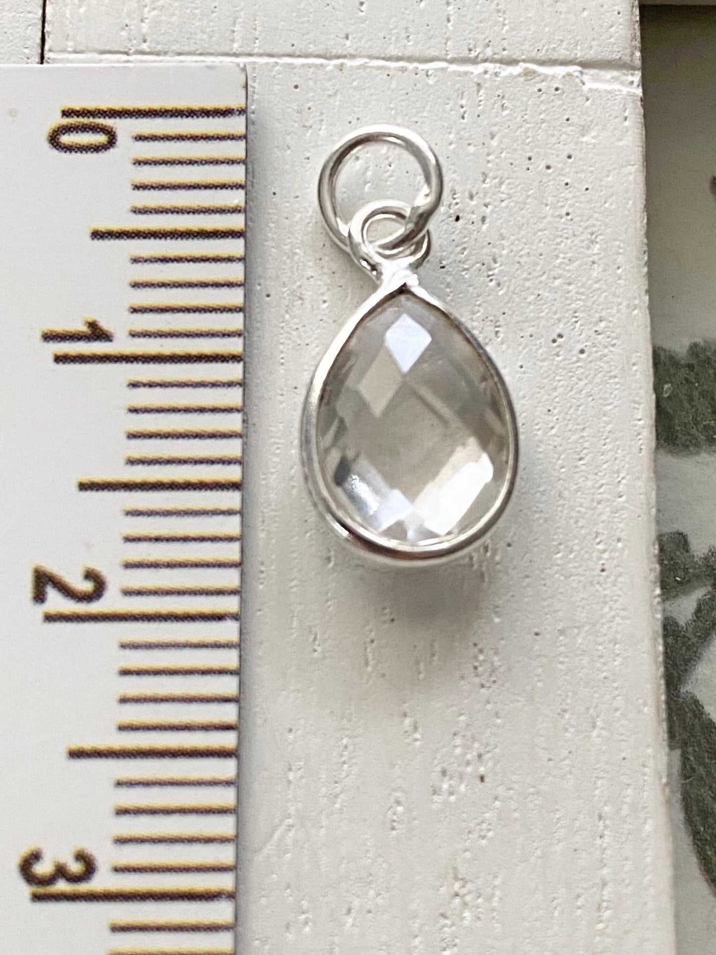 Crystal Quartz Teardrop Charm 10mm Clear Crystal Tear Drop Sterling Silver