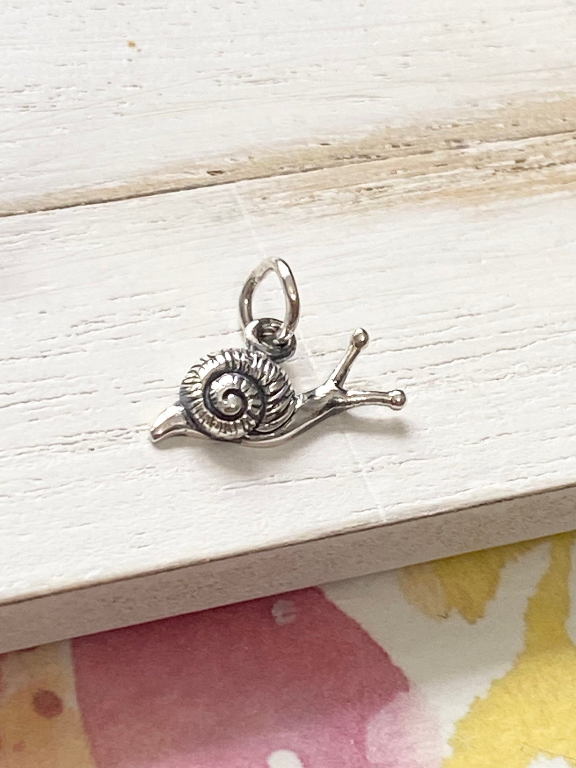 Snail Charm Little Slug Sheâ€™ll Pendant for Jewelry Sterling Silver