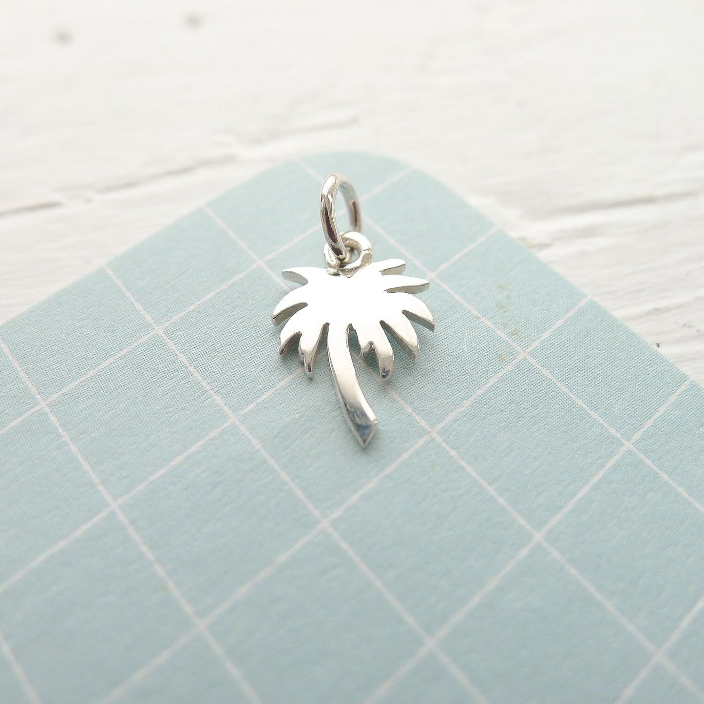 Palm Tree Charm Tropical Vacation Sterling Silver Pendant