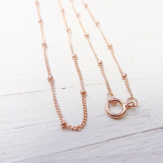 Rose Gold Filled Beaded Ball Chain Satellite Chains Finished 18 inches