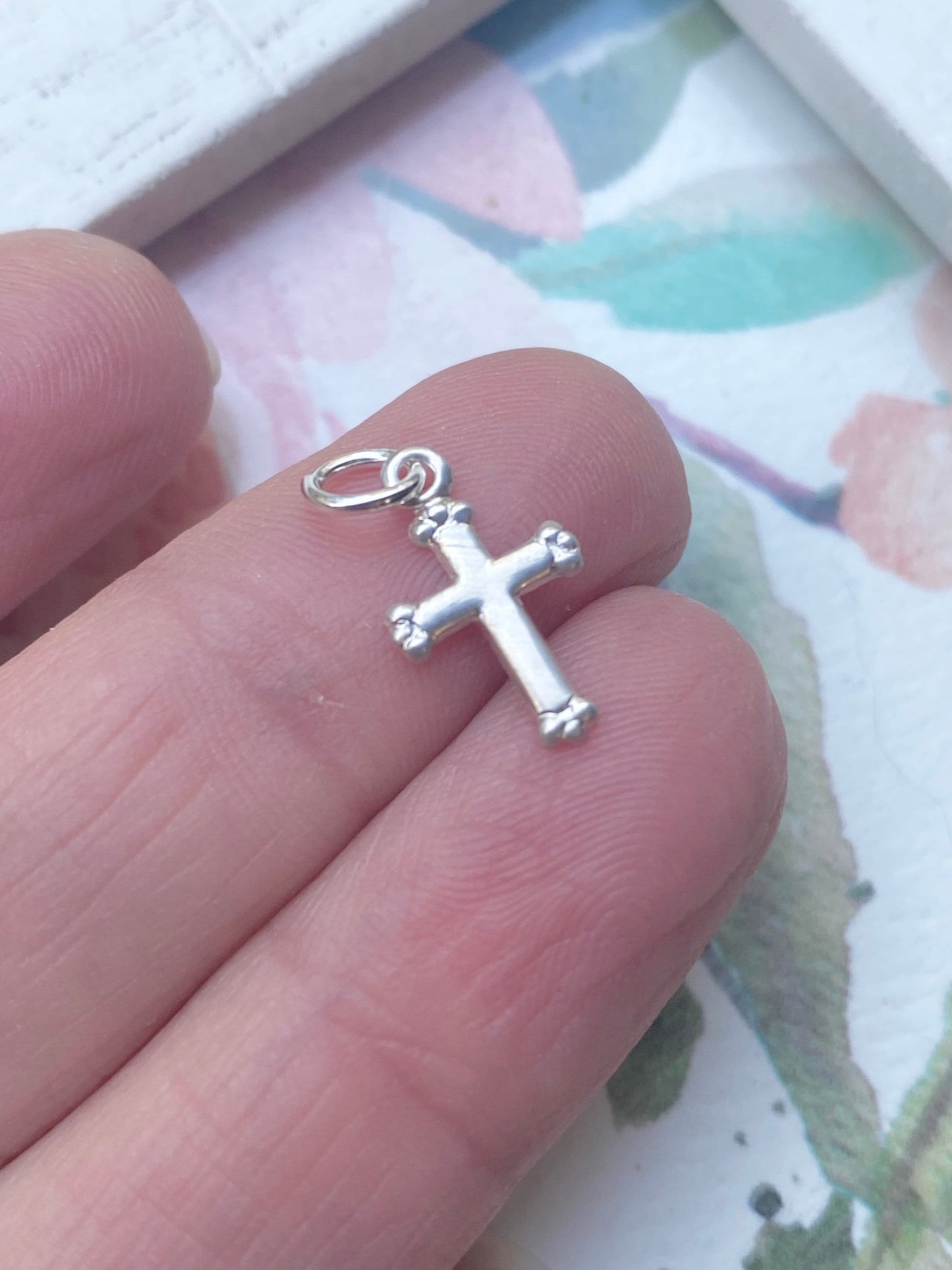 Tiny Silver Cross Charms Fancy Small Sterling Crosses Pendants for Jewelry