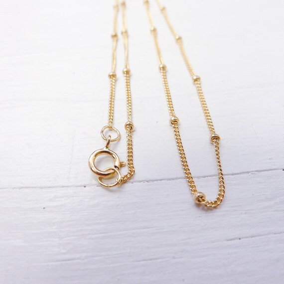 Gold Beaded Chain Finished Delicate Satellite Saturn Necklace